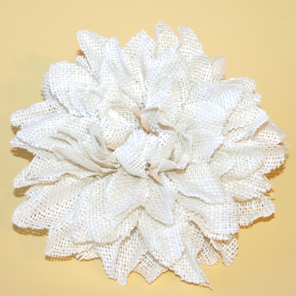 Creamy White Burlap Dahlia - Artificial Flower, Silk Flower - PRE-ORDER