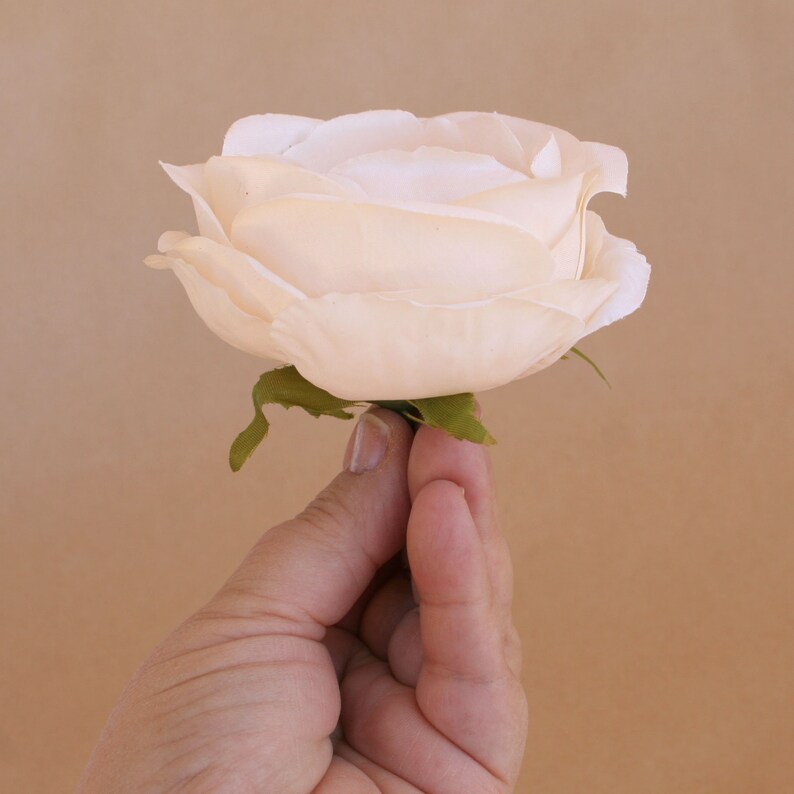 Ivory Cream Cabbage Rose - Artificial Flower, Silk Flower Heads - Etsy