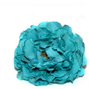 1 Bright Turquoise Peony Boutique Silk Flowers, Artificial Flower Heads PRE-ORDER image 2