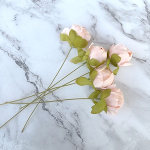 5 Peach Blush Peony Ball Picks - Artificial Flowers