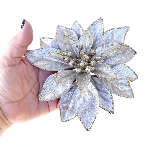 Gold und Silber Weihnachtsstern Plektrum - knstliche Blumen,  Feiertagsblumen, Weihnachtsblume - Etsy.de