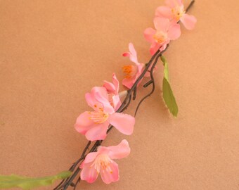 Pink Sakura or Japanese Cherry Blossom Branch - Artificial Flowers, Silk Blossoms - 13 inch
