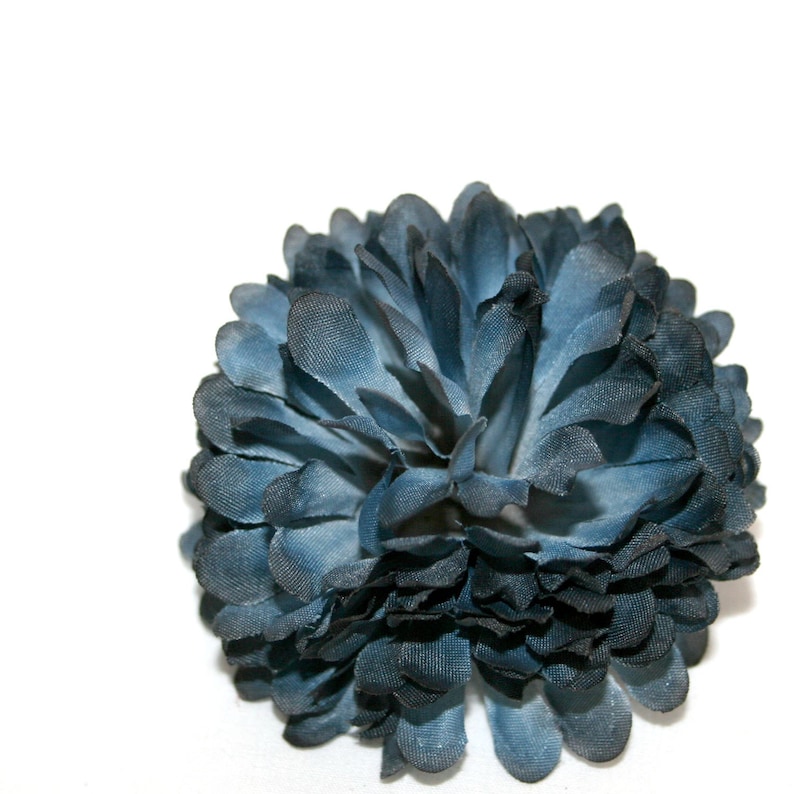 1 Midnight Blue Mum Artificial Flowers, Silk Flower image 1