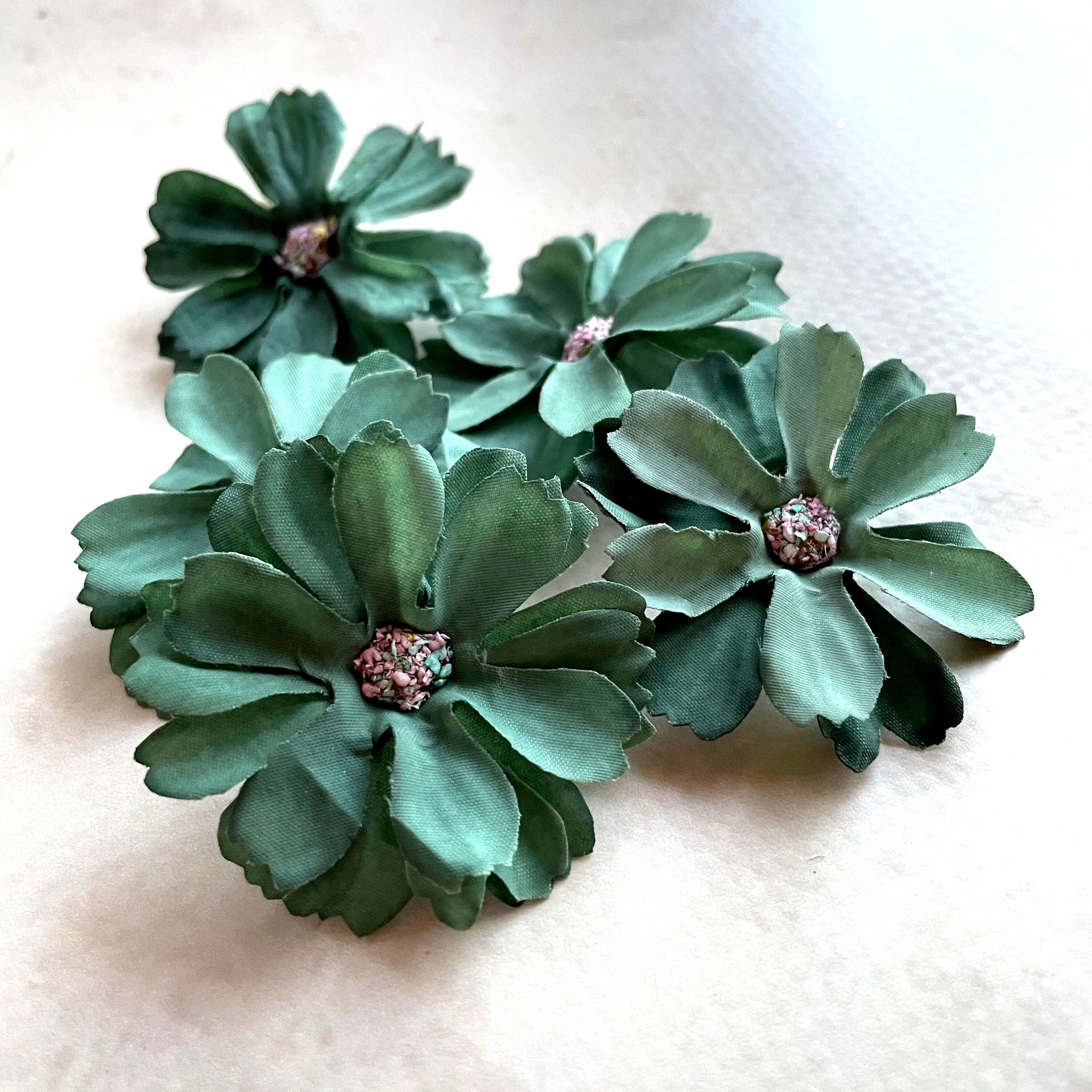 5 Small DARK GREEN Cosmos Artificial Flowers Silk Flowers Etsy