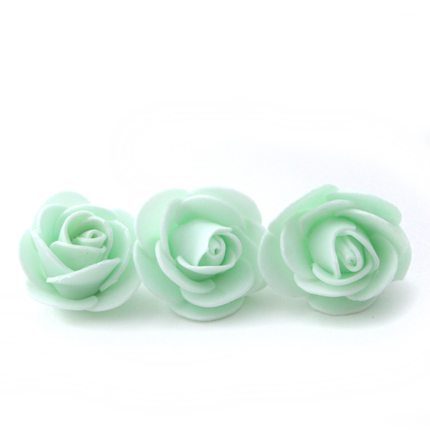 10 Delicious Mint Green Foam Roses Artificial Flowers Etsy