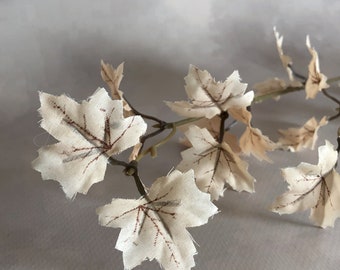 Mini Light Brown Maple Leaf Branch  - Artificial Leaves  12-16 leaves, 1.5 inch leaves