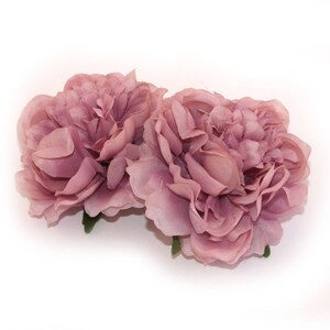 2 Small MAUVE PINK Peonies Artificial Flower Heads image 5