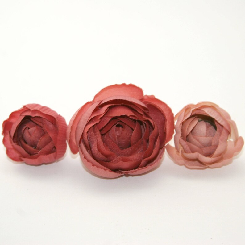5 Mauve and Pink Ranunculus Buds Silk Flowers Artificial Flowers