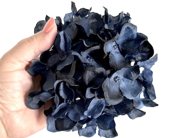 Large Navy Hydrangea Pick - Full Head - Artificial Flowers, Blossoms, Silk Flowers