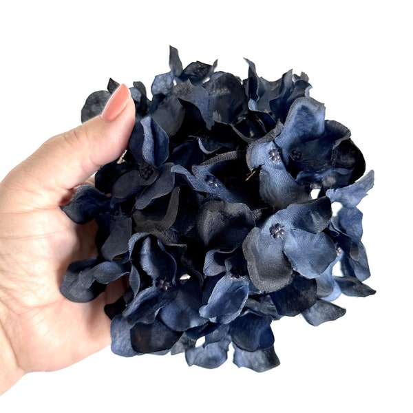 Large Navy Hydrangea Pick - Full Head - Artificial Flowers, Blossoms, Silk Flowers