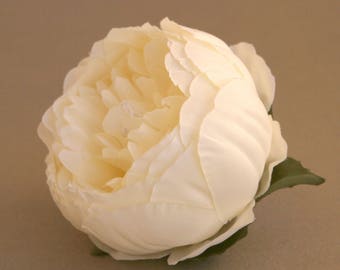 Vintage Inspired CREAM Peony - or Very Pale Yellow -  Artificial Flower - Silk Flower Heads