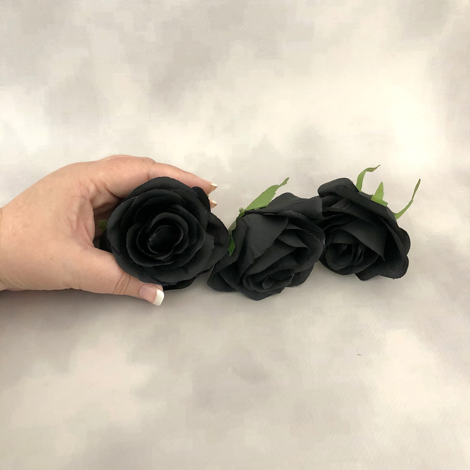 3 Black Roses Artificial Flowers Silk Flower Heads Etsy