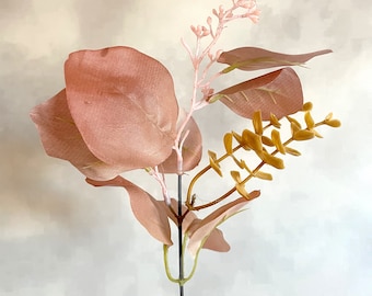 Pink and Yellow Eucalyptus Pick - Faux Floral - Artificial Floral