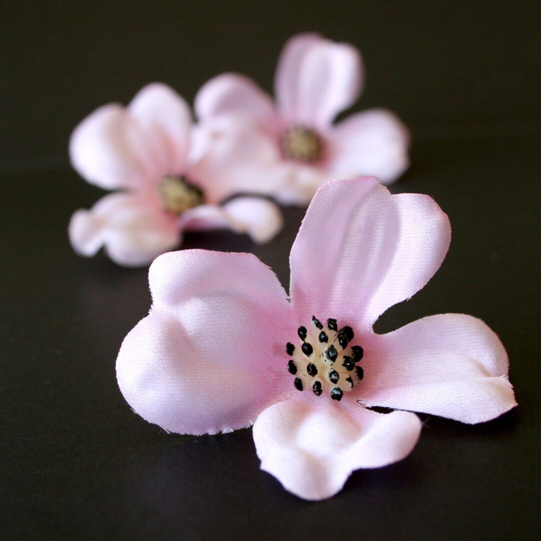 3 Small Dogwood Blossoms in Blush Pink Artificial Flowers Etsy