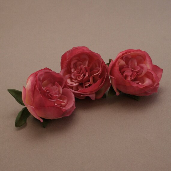 3 Petit Chou Rose Mauve Pivoines Fleurs Artificielles
