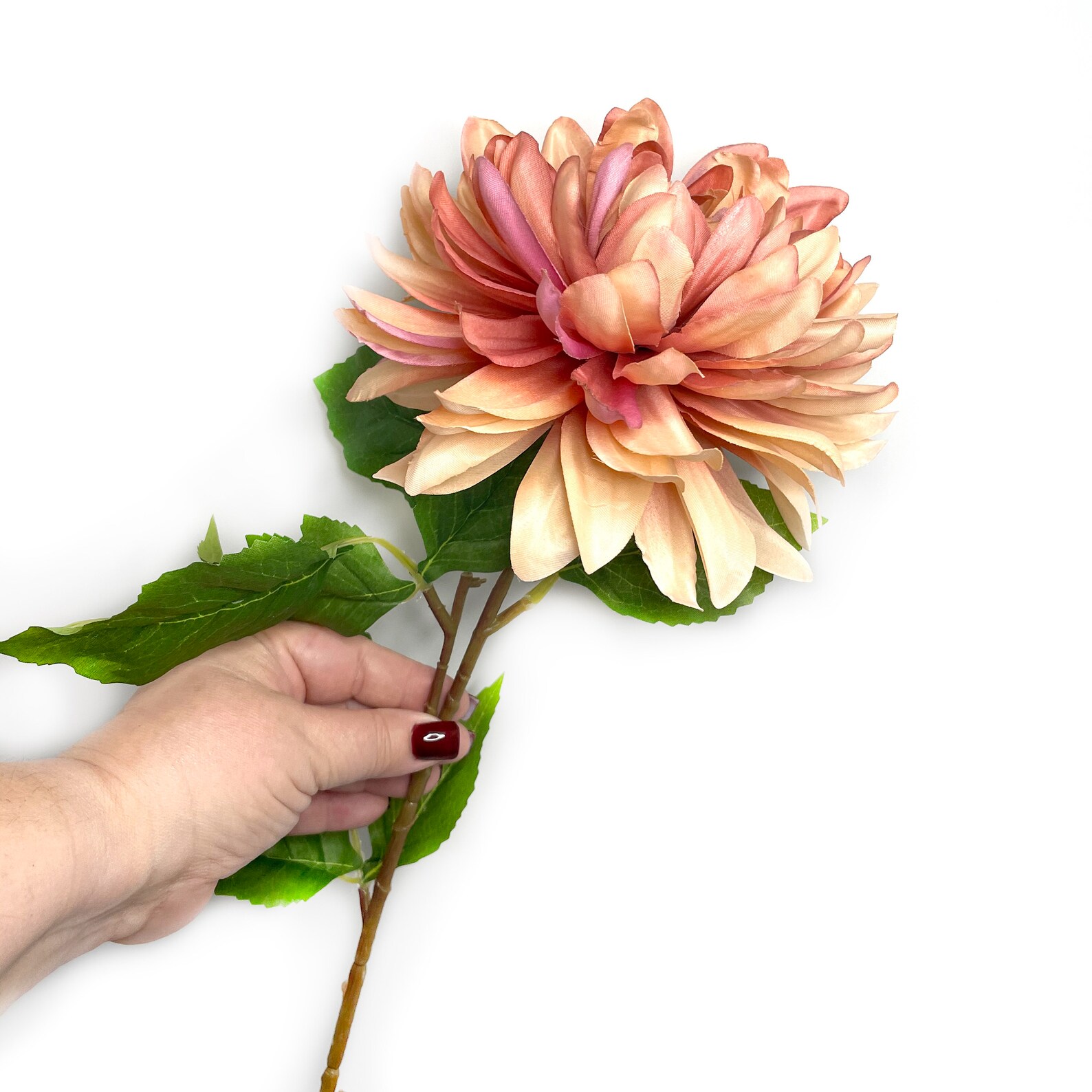Peach Pink Dinner Plate Dahlia - Artificial Flower, Silk Flower ...