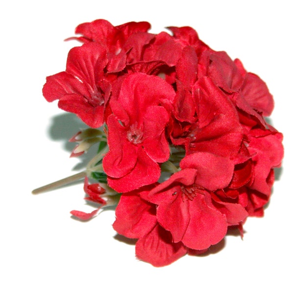 1 Red Geranium - Flower Head - Artificial Flowers, Blossoms, Silk Flowers - PRE-ORDER