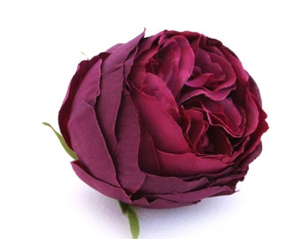 Violet Plum Cabbage Rose - Artificial Flower Heads - PRE-ORDER - Available with Stem