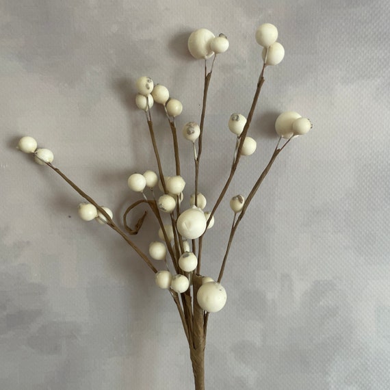 Brown and Cream White Berry Pick Artificial Floral 