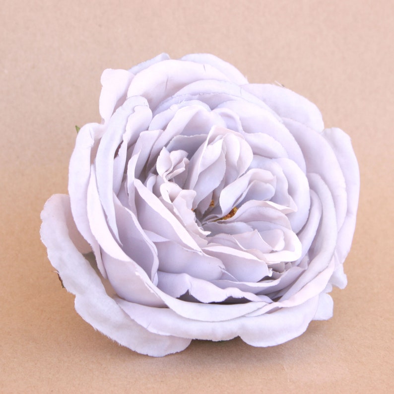 Large Light Gray Cabbage Rose Artificial Flowers Silk Etsy