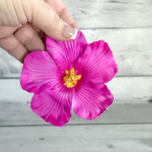 Hot Pink Tropical Hawaiian Hibiscus Flower Clip - Artificial Flower Head