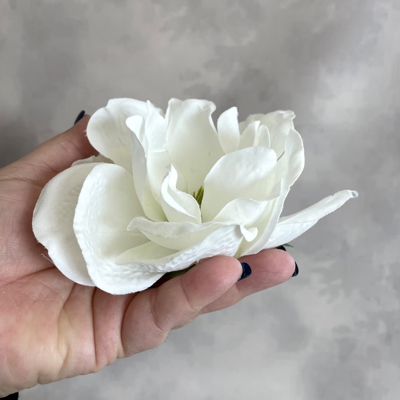 White Magnolia Artificial Flower, Silk Flower Head Stem available PRE-ORDER read full listing image 6