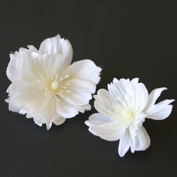 5 Cream White Cosmos - Artificial Flowers, Silk Flowers