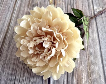 ENORMOUS (8") Ivory Cream Boutique Peony - Artificial Flowers, Silk Flowers