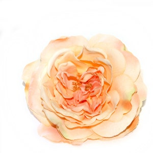 1 Large Perfectly Peach Sophia Rose Orange Accents Artificial Flower, Silk Flower Heads PRE-ORDER With or Without Stem image 2