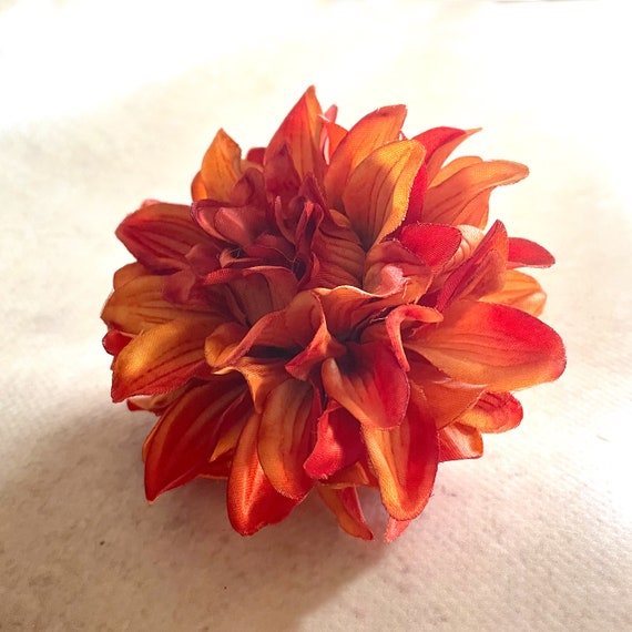 1 Large Rustic Orange Silk Dahlia Artificial Flower Etsy