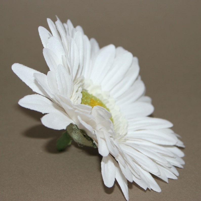 White Gerbera Daisy Artificial Flowers Silk Flower Heads Etsy