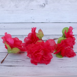 5 Fully Bloomed Bargain Cerise Pink Silk Azaleas - Artificial Flowers, Silk Flowers