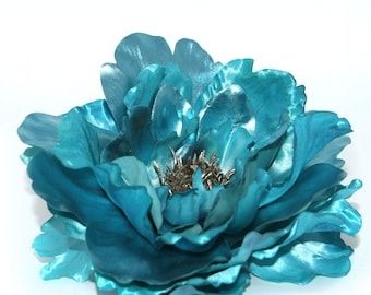 Metallic Turquoise Peony  - With or Without Stem - Boutique Silk Flowers, Artificial  Flower Heads - PRE-ORDER