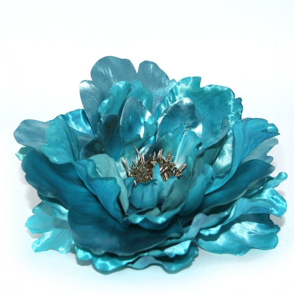 Metallic Turquoise Peony  - With or Without Stem - Boutique Silk Flowers, Artificial  Flower Heads - PRE-ORDER