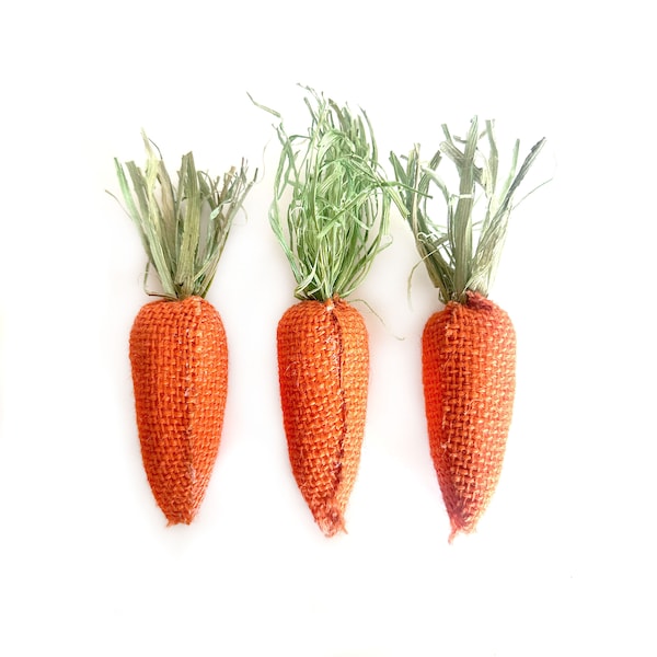 3 Orange Burlap Carrots - Table Topper, Garlands, Wreaths, Spring, Easter, Summer Floral