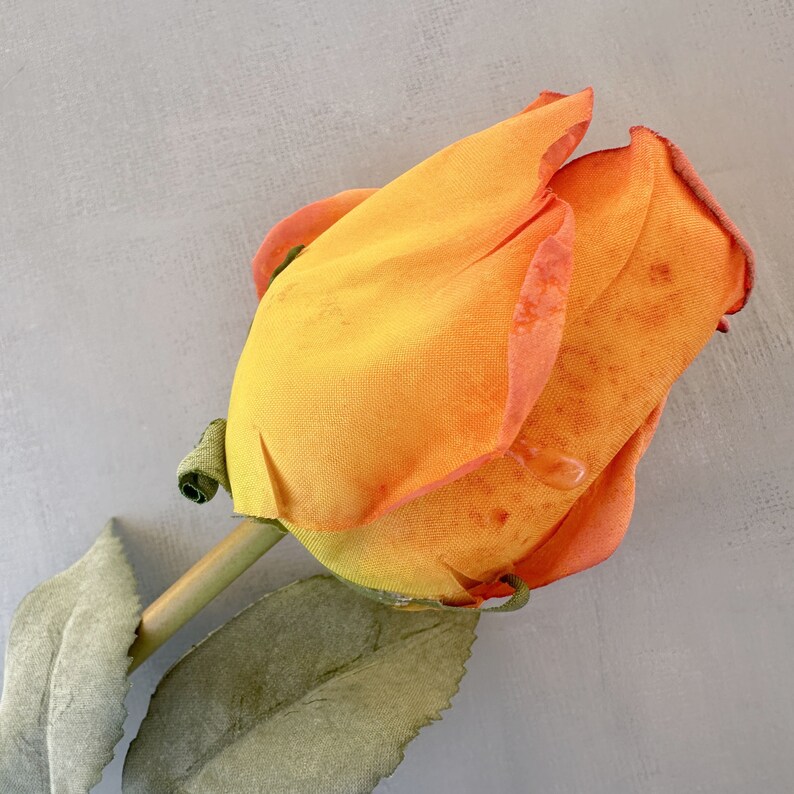 Dry Look Orange Rose - Slightly Blooming - Artificial Flowers, Silk ...