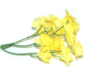 50 Yellow Blossoms - (13-14 pick count) Artificial Flowers, Silk Flower Blossoms - PRE-ORDER