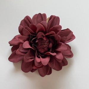 Antique Burgundy Dahlia- Artificial Flower, Flower Head - Available with Stem