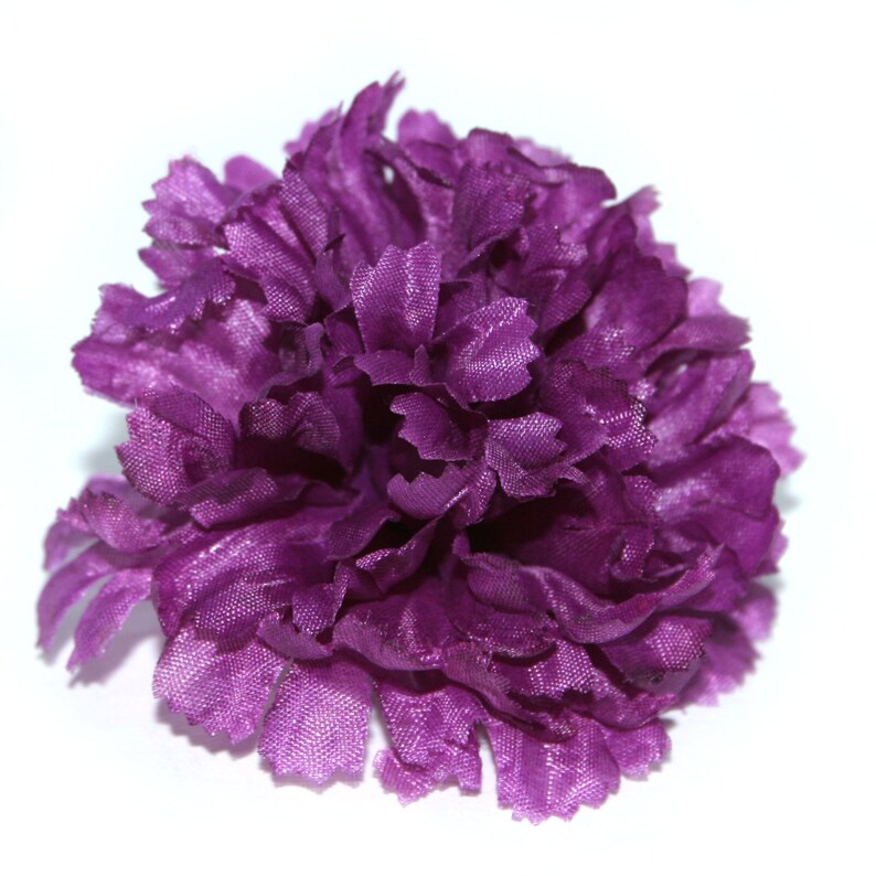 3 Purple Carnations Artificial Flowers Silk Flower Heads Etsy