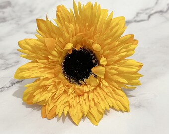 Deep Yellow Spider Daisy - Artificial Flowers, Silk Flower Pick