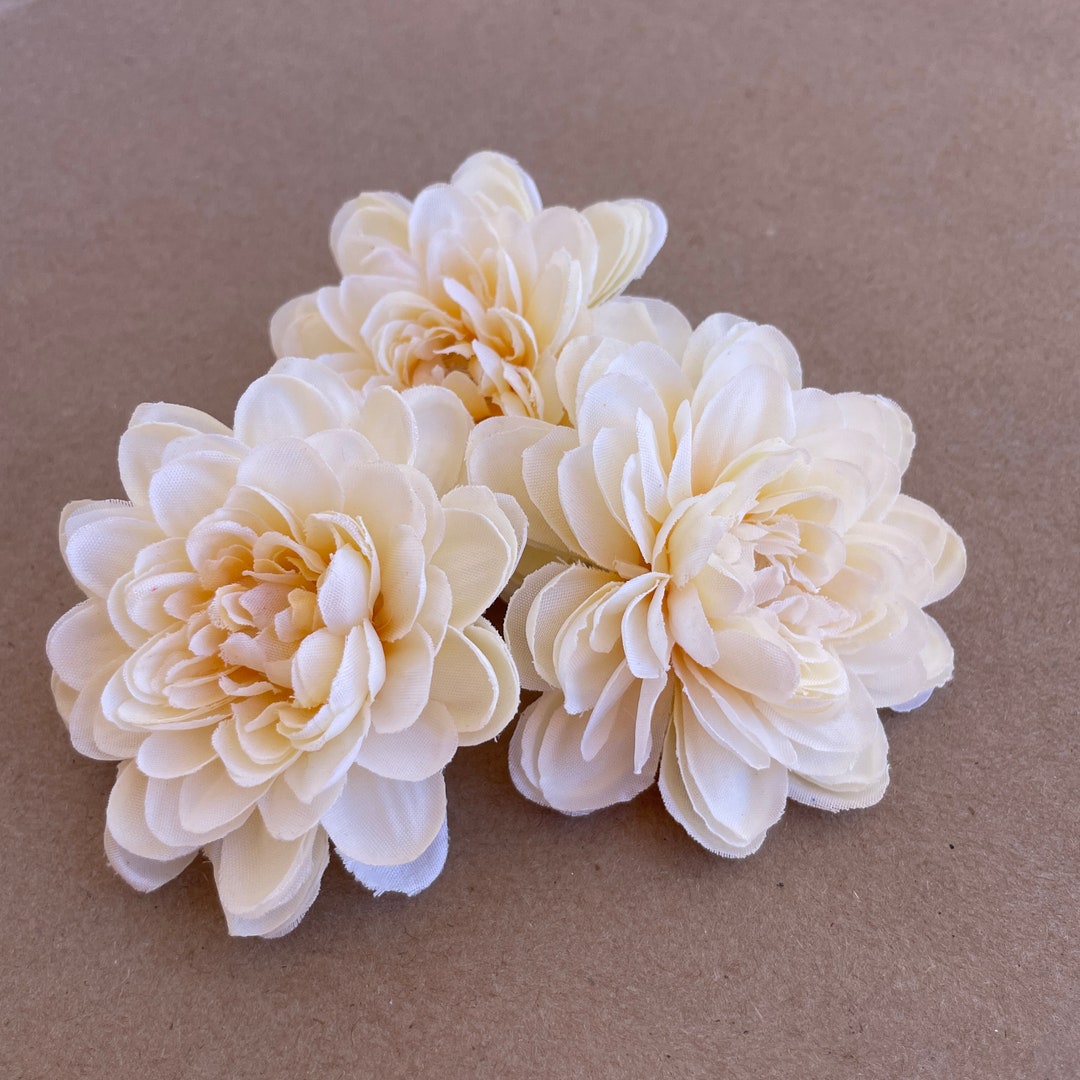 3 Cream Zinnia Artificial Flowers Etsy