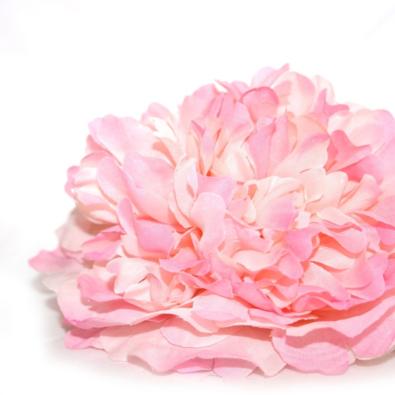 Silk Peony Flower - 1  Jumbo Girlie Pink  Peony - Artificial Flo