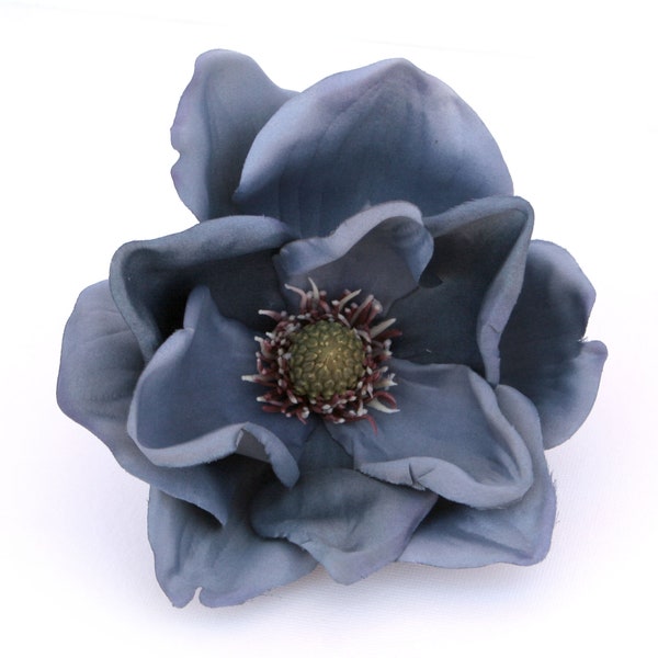 Jumbo Smokey Blue Magnolia With or Without Stem - Artificial Flower, Silk Flower Stem - PRE-ORDER