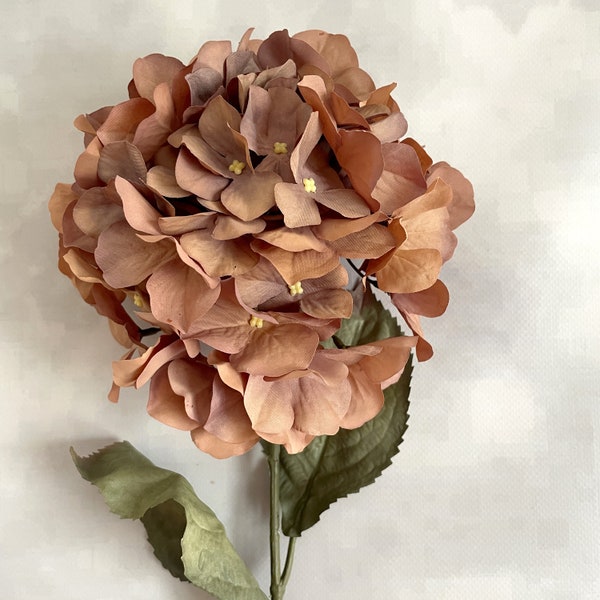Antique Taupe Brown Hydrangea Bunch -  Artificial Flowers, Blossoms, Silk Flowers
