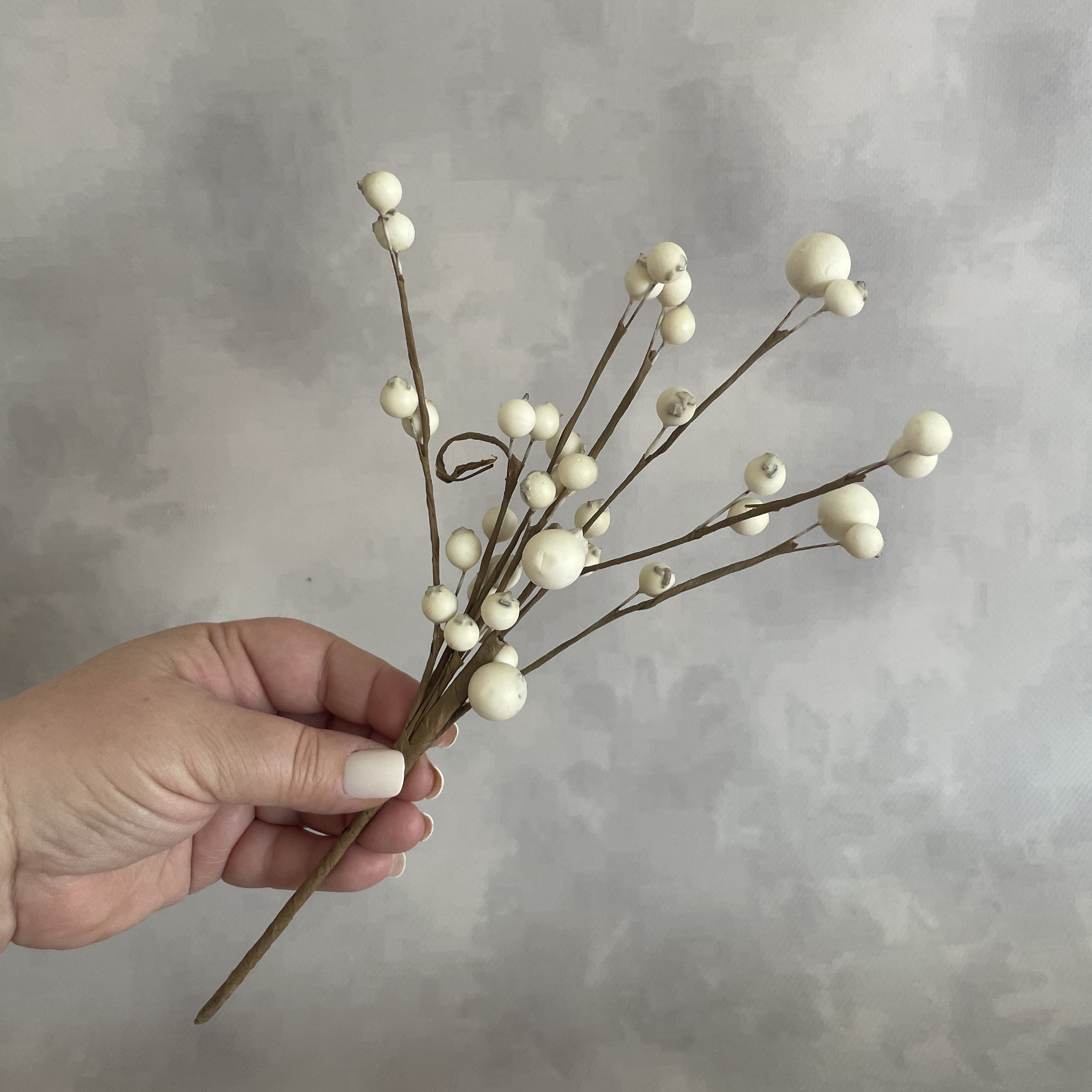 Brown and Cream White Berry Pick Artificial Floral 
