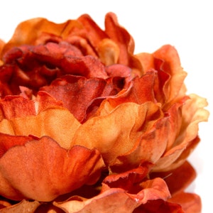 1 ENORMOUS Rust Orange Peony Artificial Flower Head, Silk Flowers PRE-ORDER Stem and Leaves Available image 2