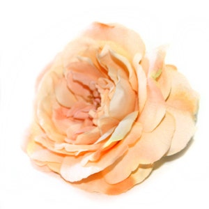 1 Large Perfectly Peach Sophia Rose Orange Accents Artificial Flower, Silk Flower Heads PRE-ORDER With or Without Stem image 1