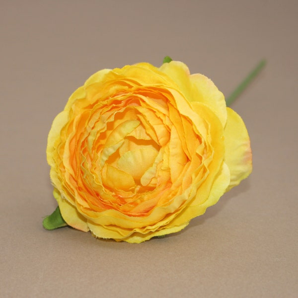 Perfect Yellow Silk Ranunculus Pick - Artificial Flowers, Silk Flowers