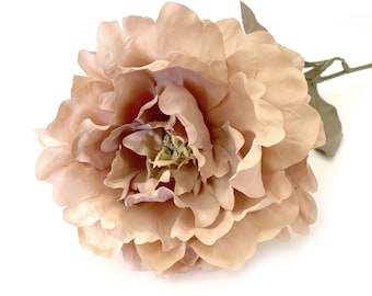 Light Beige Brown Peony - Artificial Silk Flower - PRE-ORDER - Available with or without stem