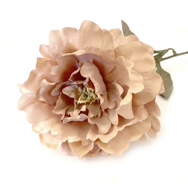 Light Beige Brown Peony - Artificial Silk Flower - PRE-ORDER - Available with or without stem